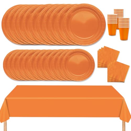 MORAINJAY 69 Stück Partygeschirr Set,Orange Papiergeschirr Set,Geburtstag Party Geschirr Set mit Tischdecke Pappteller Servietten Becher,für Hochzeiten,Weihnachten Geburtstagsparty Deko-16 Gäste MORAINJAY 69 Stück Partygeschirr Set,Orange Papiergeschirr Set,Geburtstag Party Geschirr Set mit Tischdecke Pappteller Servietten Becher,für Hochzeiten,Weihnachten Geburtstagsparty Deko-16 Gäste von MORAINJAY