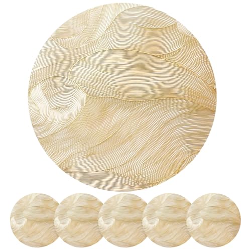 MORAINJAY 6er Set Platzdeckchen Gold Tischset PVC Ausgehöhlte Platzset Metallische Runde Tischsets, Waschbar Hitzebeständig Rutschfester Platz-Mattenc für Weihnachten Hochzeit Geburtstags Party MORAINJAY 6er Set Platzdeckchen Gold Tischset PVC Ausgehöhlte Platzset Metallische Runde Tischsets, Waschbar Hitzebeständig Rutschfester Platz-Mattenc für Weihnachten Hochzeit Geburtstags Party von MORAINJAY