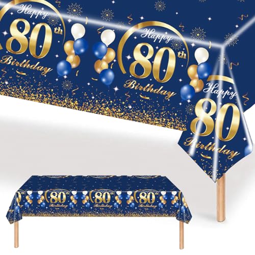 MORAINJAY 80 Geburtstag Tischdecke,137x274cm Blau mit Gold Tischdecke für Mann Frau 80 Geburtstag Party,Rechteckige Tischdecke für Geburtstag Party Deko zum 80. MORAINJAY 80 Geburtstag Tischdecke,137x274cm Blau mit Gold Tischdecke für Mann Frau 80 Geburtstag Party,Rechteckige Tischdecke für Geburtstag Party Deko zum 80. von MORAINJAY