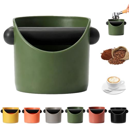 MORAINJAY Abklopfbehälter für Kaffeesatz, Militärgrün Abschlagbehälter für Siebträgermaschin Zubehör, Kaffeemaschine Abschlagbox Gerader Mund Kaffeesatz Eimer für Barista, Knock Box für Kaffeesatz von MORAINJAY
