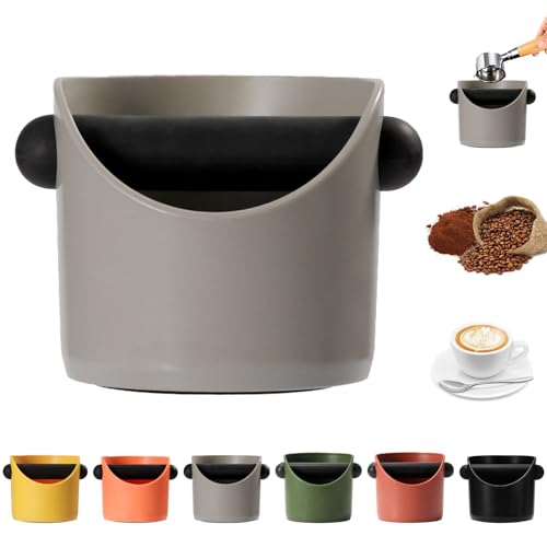 MORAINJAY Abklopfbehälter für Kaffeesatz, Grau Abschlagbehälter für Siebträgermaschin Zubehör, Kaffeemaschine Abschlagbox Gerader Mund Kaffeesatz Eimer für Barista Zubehör, Knock Box für Kaffeesatz von MORAINJAY