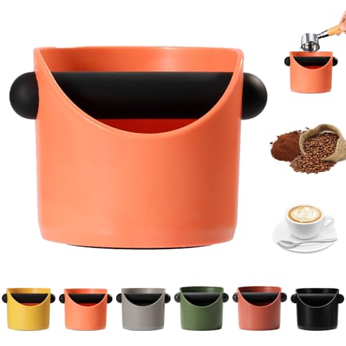 MORAINJAY Abklopfbehälter für Kaffeesatz, Orange Abschlagbehälter für Siebträgermaschin Zubehör, Kaffeemaschine Abschlagbox Gerader Mund Kaffeesatz Eimer für Barista Zubehör, Knock Box für Kaffeesatz von MORAINJAY
