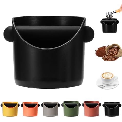 MORAINJAY Abklopfbehälter für Kaffeesatz, Schwarz Abschlagbehälter für Siebträgermaschin Zubehör, Kaffeemaschine Abschlagbox Gerader Mund Kaffeesatz Eimer für Barista Zubehör, Knock Box für Kaffeesatz von MORAINJAY