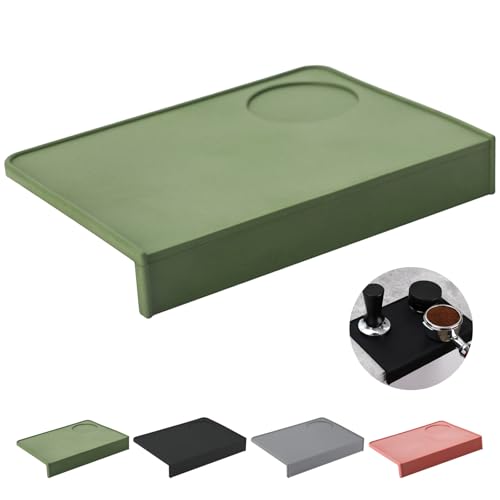 MORAINJAY Tampermatte mit Tischkantenschutz Grün, Espresso Kaffee Tampingmatte, 15x20cm Kaffee Tamper Mat, Lebensmittelgerechtes Silikon Tamping Corner Coffee Kaffeemaschinenzubehör für Home von MORAINJAY