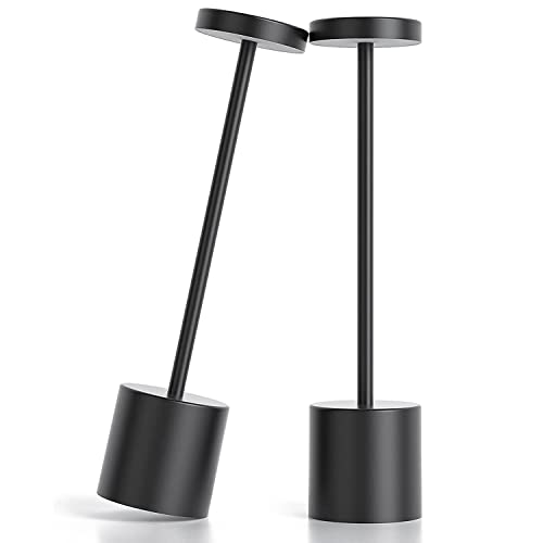 MORATER Kabellose Tischlampe,LED Touch Lampe, wiederaufladbare Schreibtischlampe mit stufenlosem Dimmen,Aufladen des Spitzenlichts und 3 Farben,tragbares Nachtlicht für drinnen und draußen (Black) von MORATER