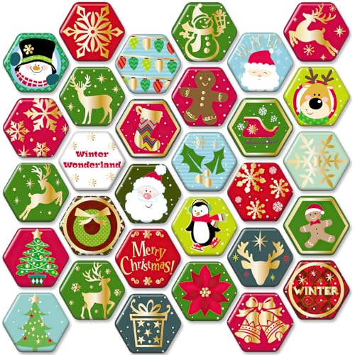 MORCART 30 Stück Kühlschrank Magnete, Weihnachtsmagnete für Magnettafel Kühlschrank Whiteboard Küche Magnetwand Büro Kabine Lustige dekorative Geschenke für Erwachsene Kinder von MORCART