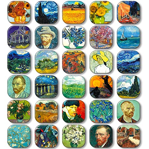 MORCART 30 Stück Van Gogh Magnete für Kühlschrank, niedliche Spindmagnete, dekorative Magnete für Kühlschrank, Whiteboard, Schrank, Büro, Küche, Tafel, Kunst für Erwachsene von MORCART