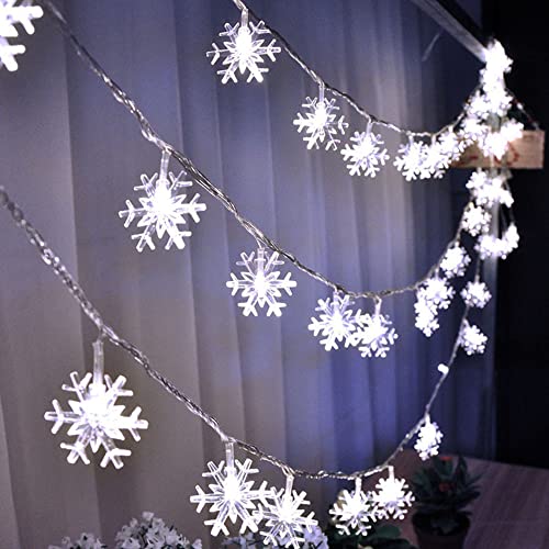 MOREASE Schneeflocke Weihnachten Lichterketten, 3m 20LED Lichterkette Schneeflocken Außen Weihnachtsbeleuchtung Dekorative Shining Decoration Lightning_ für Innen Hochzeit Garten Zimmer Party von MOREASE