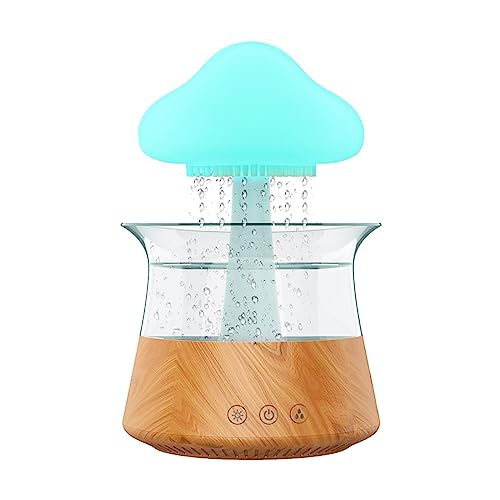 Rain Cloud Humidifier, Regen Pilz Lampe mit Wasser, Regenwolken Luftbefeuchter mit 7 Farben LED-Lichtern, Air Diffuser Regenpilz Rain Lamp Regengeräusche für Räume Kinderzimmer Zuhause (Braun) von MOREASE