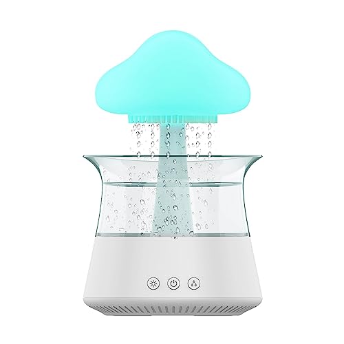 Rain Cloud Humidifier, Regen Pilz Lampe mit Wasser, Regenwolken Luftbefeuchter mit 7 Farben LED-Lichtern, Air Diffuser Regenpilz Rain Lamp Regengeräusche für Räume Kinderzimmer Zuhause (Weiß) von MOREASE