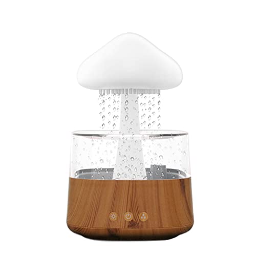 Rain Cloud Humidifier, Regen Pilz Lampe mit Wasser, Regenwolken Luftbefeuchter mit 7 Farben LED-Lichtern, Air Diffuser Regenpilz Rain Lamp Regengeräusche für Räume, Kinderzimmer und Zuhause (Braun) von MOREASE