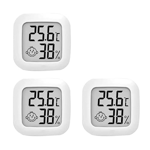 MOREASE Thermometer Hygrometer Innen, 3 Stück Raumthermometer Digital Temperaturmessgerät Innen Zimmerthermometer, Luftfeuchtigkeit Meter für Babyzimmer Wohnzimmer Büro Gewächshaus (Weiß) von MOREASE