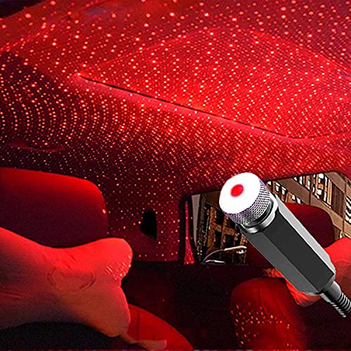 USB Nachtlicht, Mini Sternenhimmel Projektor Auto Lampe Nachtlicht Sternenhimmel Stern LED Sternen Projektor für Auto Innenraum Deko Innen Decke Schlafzimmer Party (Rot) von MOREASE