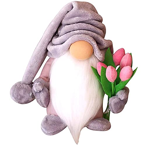 MOREASE Muttertag Wichtel Geschenk, Handmade Mutter Tochter Geschenk Tulpen Zwerg Puppe Home Deko, Schöne Faceless Wichtel Figuren Spielzeug Dekoration, Mutter Schwiegermutter (Grau) von MOREASE