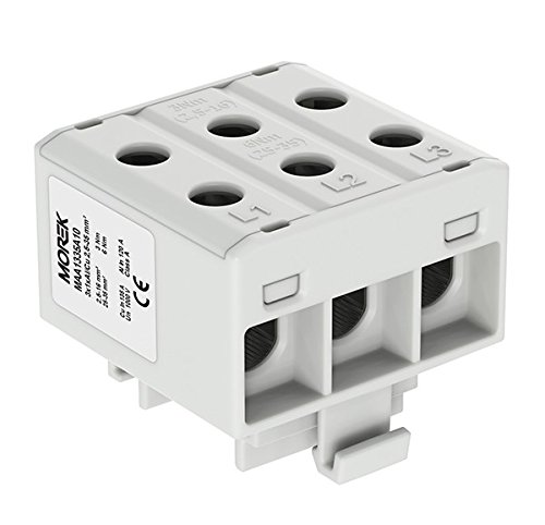 Verteilerblock f. Al/Cu geeignet 6x2,5-35mm2 grau 3pol. 1000V AC/DC Klemme isoliert OTL 35-3x MAA1335A10 Morek 4375 von MOREK