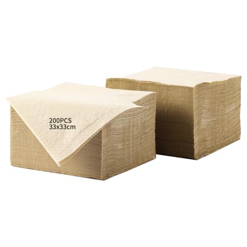 MORGIANA Eco Servietten 200 Stück | Hochwertige Papier 2-Lagen Servietten Biologisch Abbaubar | Party Restaurant Weihnachten（33 x 33CM） von MORGIANA