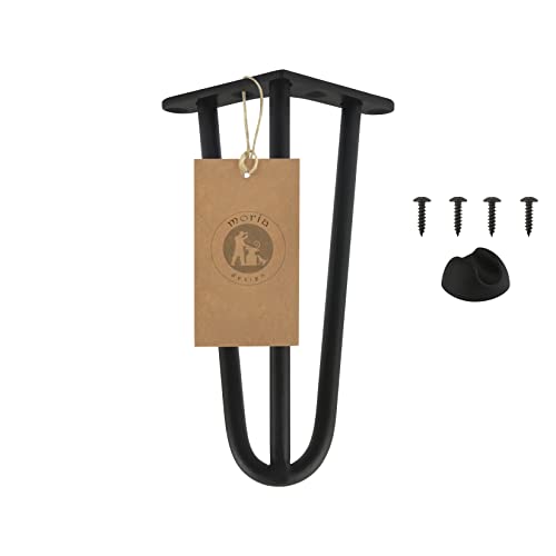 Moria Hairpin Leg 1 Stück | Möbelfüße, Tischbeine von 10 bis 80 cm | für Schrank, Hocker, Nachttisch, Couchtisch | Tischfüße mit Bodenschoner und Schrauben | 36 cm - 3 Streben (Metall, Schwarz) von MORIA DESIGN