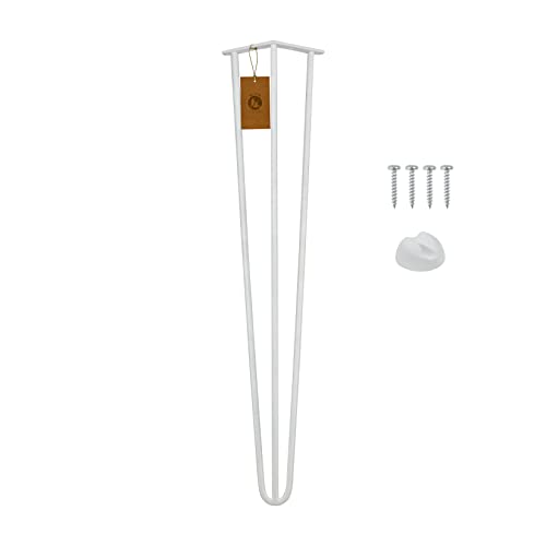 Moria Hairpin Leg 1 Stück | Möbelfüße, Tischbeine von 10 bis 80 cm | für Schrank, Hocker, Nachttisch, Couchtisch | Tischfüße mit Bodenschoner und Schrauben | 61 cm - 3 Streben (Metall, Weiß) von MORIA DESIGN