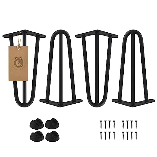 MORIA DESIGN 4er Set Hairpin Leg | Möbelfüße, Tischbeine von 10 bis 80 cm | für Schrank, Hocker, Nachttisch, Couchtisch | Tischfüße mit Bodenschoner und Schrauben | 30 cm - 3 Streben (Metall, Schwarz) von MORIA DESIGN