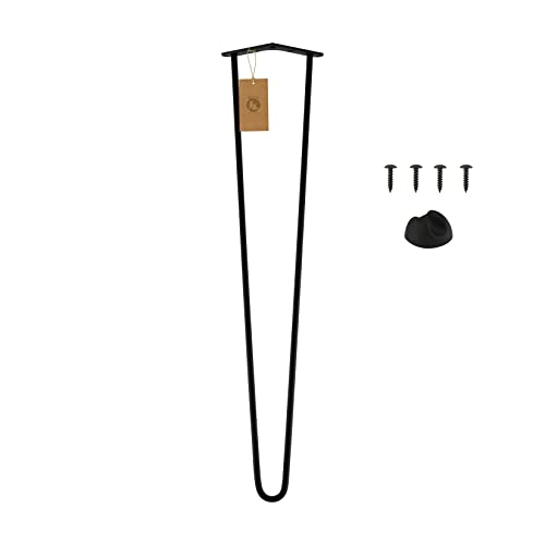 Moria Hairpin Leg 1 Stück | Möbelfüße, Tischbeine von 10 bis 80 cm | für Schrank, Hocker, Nachttisch, Couchtisch | Tischfüße mit Bodenschoner und Schrauben | 61 cm - 2 Streben (Metall, Schwarz) von MORIA DESIGN