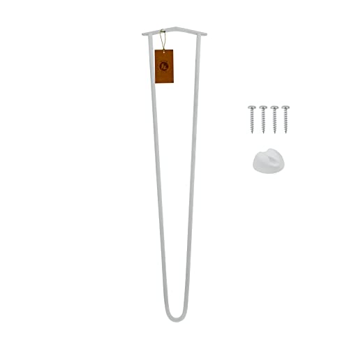 Moria Hairpin Leg 1 Stück | Möbelfüße, Tischbeine von 10 bis 80 cm | für Schrank, Hocker, Nachttisch, Couchtisch | Tischfüße mit Bodenschoner und Schrauben | 61 cm - 2 Streben (Metall, Weiß) von MORIA DESIGN