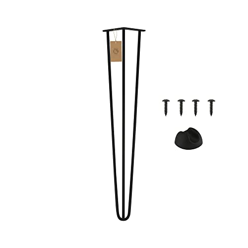 Moria Hairpin Leg 1 Stück | Möbelfüße, Tischbeine von 10 bis 80 cm | für Schrank, Hocker, Nachttisch, Couchtisch | Tischfüße mit Bodenschoner und Schrauben | 61 cm - 3 Streben (Metall, Schwarz) von MORIA DESIGN