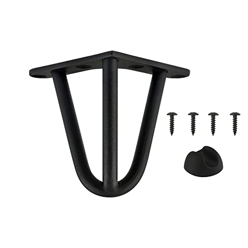 Moria Hairpin Leg 1 Stück | Möbelfüße, Tischbeine von 10 bis 80 cm | für Schrank, Hocker, Nachttisch, Couchtisch | Tischfüße mit Bodenschoner und Schrauben | 10 cm - 3 Streben (Metall, Schwarz) von MORIA DESIGN