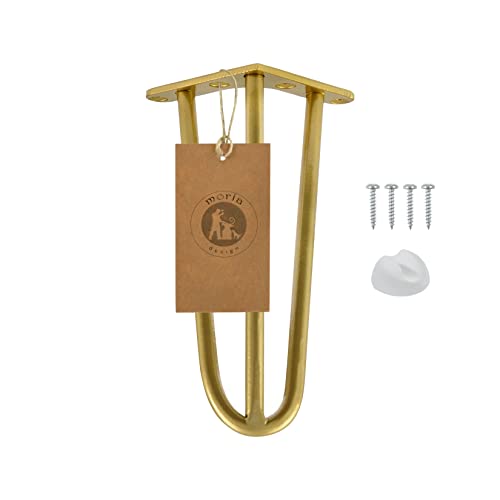 Moria Hairpin Leg 1 Stück | Möbelfüße, Tischbeine von 10 bis 80 cm | für Schrank, Hocker, Nachttisch, Couchtisch | Tischfüße mit Bodenschoner und Schrauben | 30 cm - 3 Streben (Metall, Gold) von MORIA DESIGN