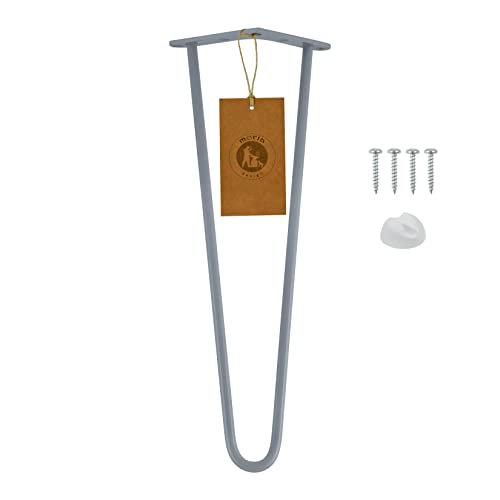 Moria Hairpin Leg 1 Stück | Möbelfüße, Tischbeine von 10 bis 80 cm | für Schrank, Hocker, Nachttisch, Couchtisch | Tischfüße mit Bodenschoner und Schrauben | 41 cm - 2 Streben (Metall, Grau) von MORIA DESIGN