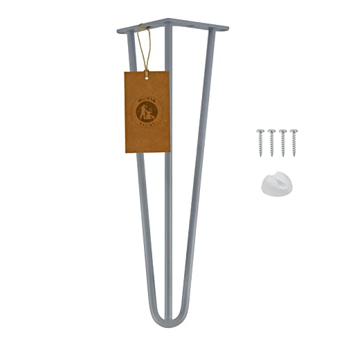 Moria Hairpin Leg 1 Stück | Möbelfüße, Tischbeine von 10 bis 80 cm | für Schrank, Hocker, Nachttisch, Couchtisch | Tischfüße mit Bodenschoner und Schrauben | 43 cm - 3 Streben (Metall, Grau) von MORIA DESIGN