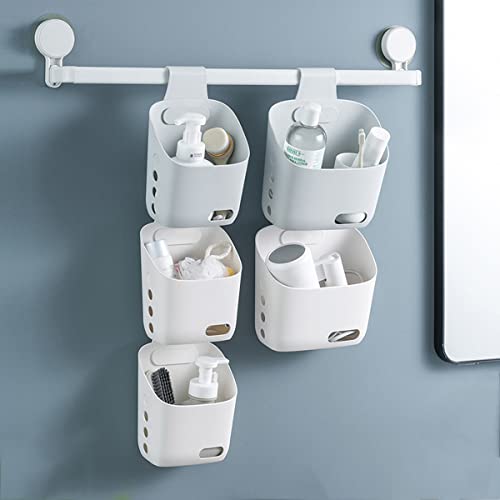 3 Stück Duschkorb zum Aufhängen, tragbar, mit Haken für Badezimmer, Kithcen, Wohnheim, College, Weiß von MORNITE