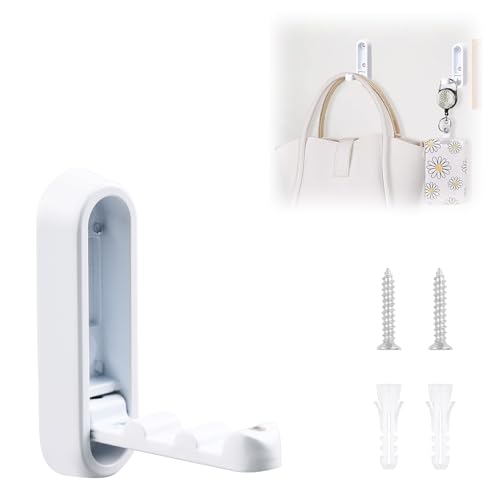 MOROBOR 1 x elliptischer, faltbarer Wandhaken, rutschfest, robust, faltbar, Kleiderhaken, Zinklegierung, Wandaufhänger zum Aufhängen von Schlüsseltaschen, Rucksäcken, Handtüchern (mattweiß) von MOROBOR