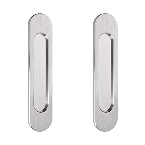 MOROBOR 18 cm große, selbstklebende ovale Schiebetürgriffe, 2 Stück gebürstete Stahl-Aluminiumlegierung, bündiger Zugstanzer-freier Griff für Schiebetüren, Fenster, Schränke von MOROBOR