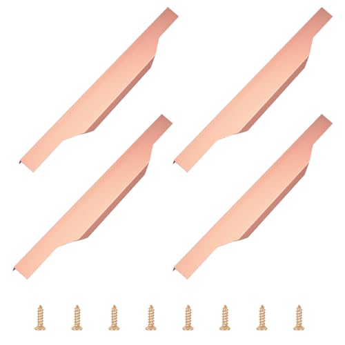 MOROBOR 300 mm Aluminium-Schrankgriffe, 4 Stück Fingerkantenzug, verdeckter Schrankgriff, unsichtbarer Möbelstreifen mit Schrauben für Zuhause, Küche, Möbel (Roségold) von MOROBOR