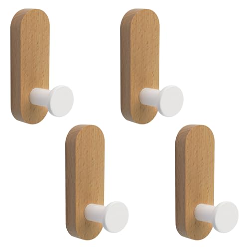 MOROBOR 4 x Buchenholz-Haken in T-Form, wasserdicht, Duschaufhänger, selbstklebender Handtuchhalter, einzelner Organizer, Holz, kein Bohren, Wandhaken für Badezimmer, Küche, Eingangsbereich MOROBOR 4 x Buchenholz-Haken in T-Form, wasserdicht, Duschaufhänger, selbstklebender Handtuchhalter, einzelner Organizer, Holz, kein Bohren, Wandhaken für Badezimmer, Küche, Eingangsbereich von MOROBOR