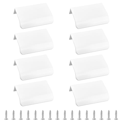 MOROBOR 8 unsichtbare Schrankgriffe aus Aluminiumlegierung, versenkte, verdeckte Griffe für Schränke, Schubladen, Schiebetüren, Schränke (50 mm, weiß) von MOROBOR