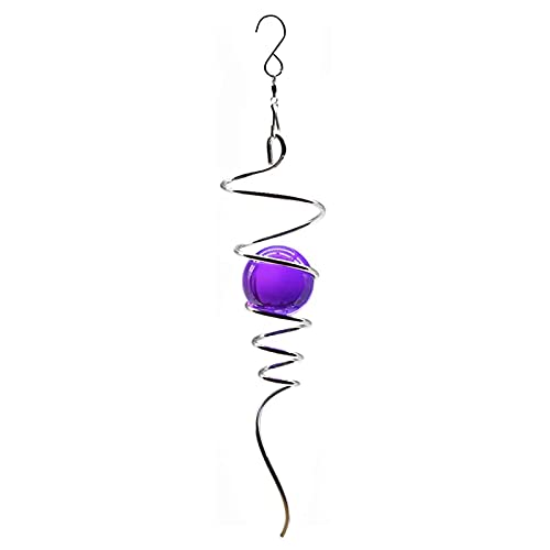 MOROBOR Drehbares Windspiel, Kristallkugel-Dekoration, Motor-Innen- und Außendekoration, Spiralschwanz, drehbarer Haken, 27,9 cm, Violett von MOROBOR