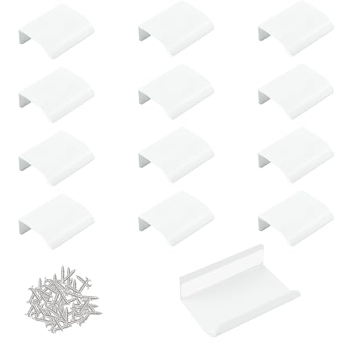MOROBOR Fingerkantengriff, verdeckte Griffe, Aluminiumlegierung, unsichtbarer Griff, Möbelgriff, selbstklebend, sofortiger Schrank-/Schubladenknauf, 50 mm, Weiß, 16 Stück von MOROBOR