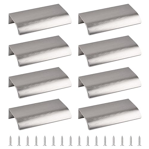 MOROBOR Fingerkantenzug, 8 Stück Verdeckter Griff, Moderner Schubladengriff, Kleiderschrankgriff Aus Aluminiumlegierung Mit Unsichtbarem Griff Für Schrank-Hardware-Schublade, 80 mm/Gebürstetes Nickel von MOROBOR