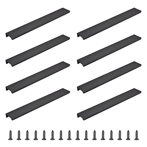 MOROBOR Matte Black Finger Edge Pull, 8pcs verdeckter Griff moderner Stil Schubladengriff, Aluminiumlegierung unsichtbarer Griff Schrank Griff für Haus Küche Schrank Schublade/300mm von MOROBOR