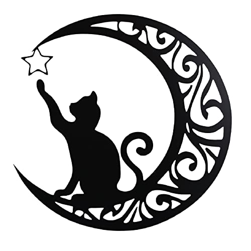 MOROBOR Metall Katze Wanddeko, Metall Wanddeko, 1 x Schwarze Katze, Wandbild Metall Wanddekoration, Wandbild für Katzenliebhaber, Katze Wanddekoration für Wohnzimmer, Schlafzimmer und Garten von MOROBOR