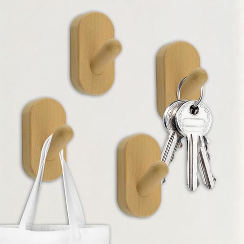 MOROBOR Ovaler selbstklebender Haken, 4 Stück, Holz-Wandhaken zum Aufhängen, wasserdichte Wandaufhänger, Kleidertasche, Schlüsselaufhänger, Haken für Zuhause, Badezimmer, Küche MOROBOR Ovaler selbstklebender Haken, 4 Stück, Holz-Wandhaken zum Aufhängen, wasserdichte Wandaufhänger, Kleidertasche, Schlüsselaufhänger, Haken für Zuhause, Badezimmer, Küche von MOROBOR