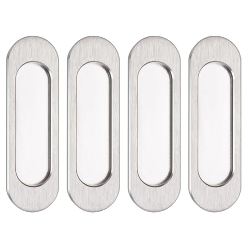 MOROBOR Selbstklebende ovale Schiebetürgriffe, 4 Stück, gebürsteter Stahl, Aluminiumlegierung, bündiger Zug, stanzfreier Griff für Schiebetüren, Fenster, Schränke/10 cm von MOROBOR