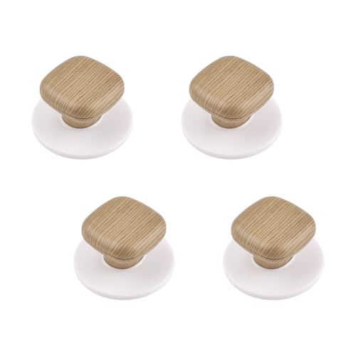 MOROBOR Selbstklebender Schubladengriff mit Holzmaserung, rund, quadratisch, selbstklebend, für Schränke, Schubladen, Glas, 4 Stück von MOROBOR