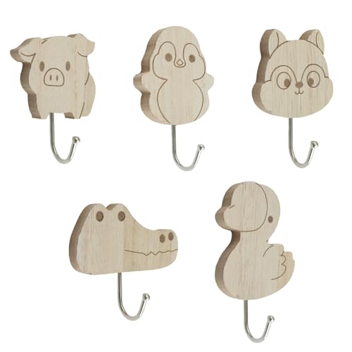 MOROBOR Tierhaken aus Holz, 5 Stück, Wandhaken, selbstklebend, dekorativer Wandaufhänger, Baby-Kinderzimmer-Regal zum Aufhängen von Taschen, Schlüsseln, Hüten, Handtüchern MOROBOR Tierhaken aus Holz, 5 Stück, Wandhaken, selbstklebend, dekorativer Wandaufhänger, Baby-Kinderzimmer-Regal zum Aufhängen von Taschen, Schlüsseln, Hüten, Handtüchern von MOROBOR