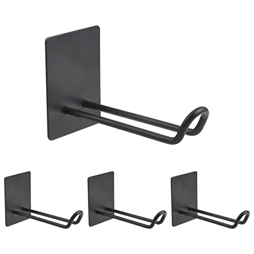 Morobor schwarze selbstklebende Haken, 4pcs Heavy Duty Edelstahl quadratische Handtuchhaken, Stick auf klebenden Kleiderbügeln für hängendes Handtuch Robe Hut Coat Key/90mm von MOROBOR