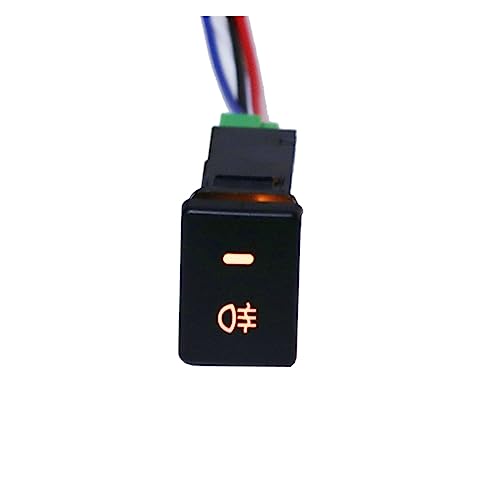 Gelb/grüner Druckschalter for Nebelschlussleuchte, 4-Draht-Taste, passend for Toyota, passend for Camry, passend for Prius, passend for Corolla, passend for Nebelscheinwerfer, passend for Schalter DC1 von MORREZ