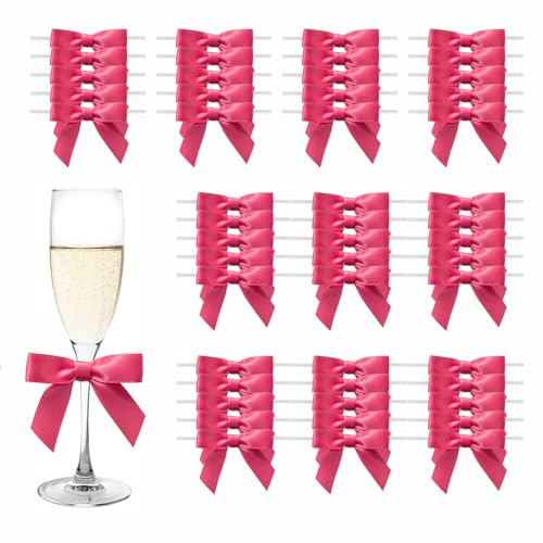 MORSUNBELA 50 Stück Geschenkschleifen Geschenk Schleifen Kleine Schleifen Geschenk Deko für Weihnachten Hochzeiten und Geschenkverpackungen Magenta von MORSUNBELA