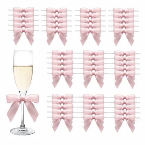 MORSUNBELA 50 Stück Geschenkschleifen Kleine Schleifen Geschenk Schleifen Geschenk Deko für Weihnachten Hochzeiten und Geschenkverpackungen Rosa von MORSUNBELA