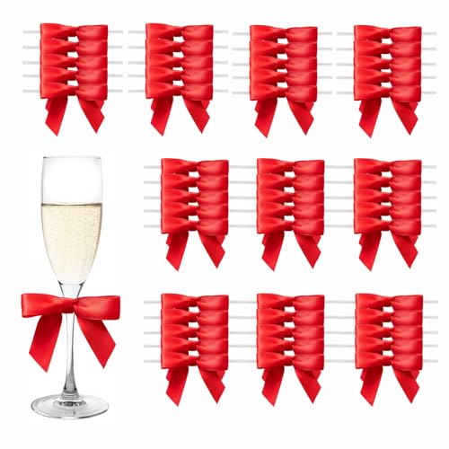 MORSUNBELA 50 Stück Geschenkschleifen Schleifen Weihnachtsbaum Rot Geschenk Schleifen Kleine Schleifen Geschenk Deko für Hochzeiten Geschenkverpackungen von MORSUNBELA
